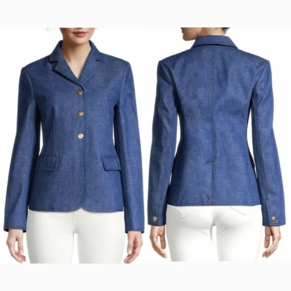 New Tory Burch Raw Denim Unwashed Rinse Blazer/Suit Jacket NWT Size 8